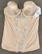 Nude With Lace Bustier Corset 34C Padded Boning Underwire Cassandra Intimates