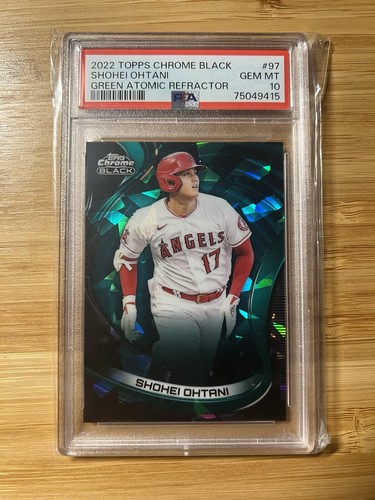 2022 Topps Chrome Black Shohei Ohtani Green Refractor /99 Card PSA 10 GEM 53/99