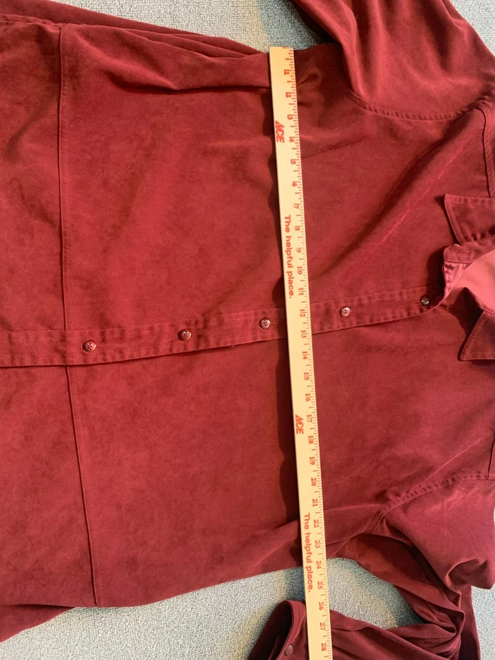 Camisa abotonada Bill Blass firma para mujer talla 2X elástica granate manga larga Foto 4 de 4