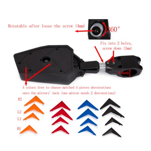 1.75" UTV ATV Side Mirrors Rear View Mirrors For Polairs RZR 1000 XP 900 XP1000 - Foto 6 di 8