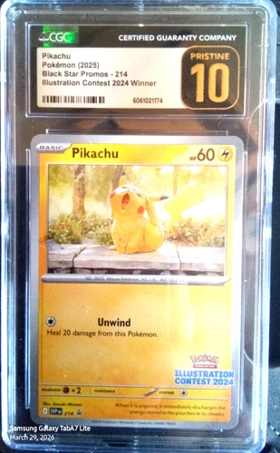 POKEMON CGC PRISTINE 10 PIKACHU ILLUSTRATION CONTEST WINNER 2024 #214 PROMO