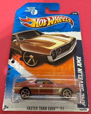 HOT WHEELS 2/10 AMC JAVELIN AMX 142/244 FASTER THAN EVER '11 DIE CAST TOYS CARS