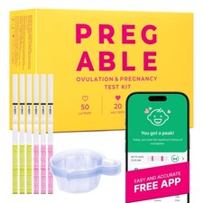 Combo Kit: 50 Ovulation Tests, 20 Pregnancy Tests 70 Cups, Free Tracker app...