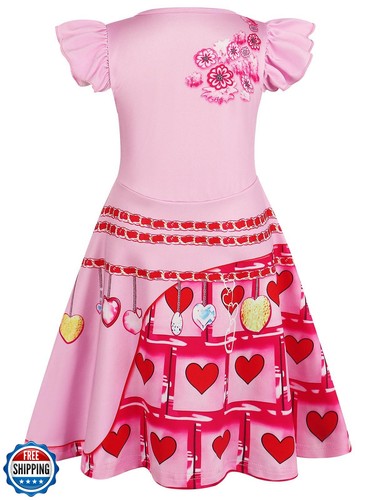 WonderBabe Girls Costume for Kids Princess Pink Heart Dress Halloween Costume - Picture 2 of 5