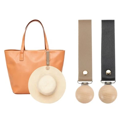 2Pcs Clip à Chapeau pour Sac Voyage, Porte-Chapeau Noir/Café - Photo 1/4