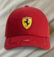 Red Embroidered Ferrari Baseball Cap Adjustable Curved Brim Unisex Casual Hat