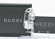 Near MINT w/ Box Gucci 1500L Silver Black Dial 12mm Quartz Woman's Watch 13