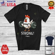 Camiseta Fuerte; Encantadora Nombre Personalizado Pollo Entrenamiento Levantamiento de Pesas Culturismo