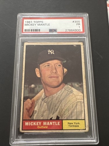 1961 TOPPS #300 MICKEY MANTLE PSA 1 New York Yankees HOF 🔥