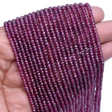 Natural Rhodolite Garnet Faceted Rondelle Gemstone Beads, 13 Inch Strand