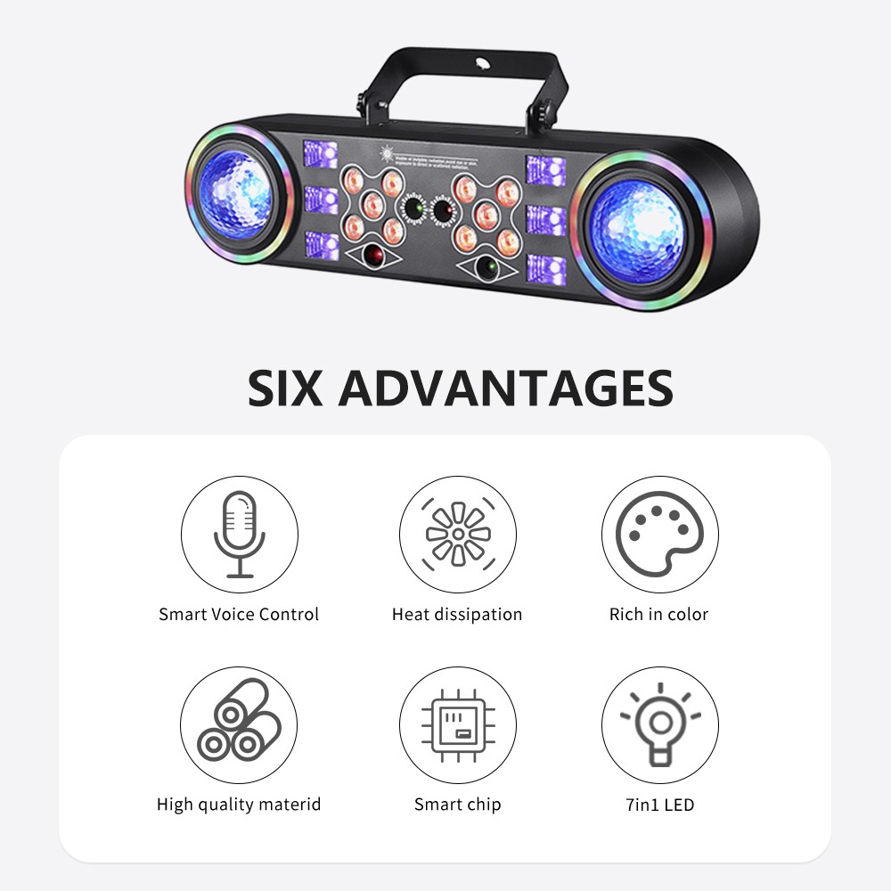DJ Lights 7 in 1 LED Moving Head Effect Stage Laser Par Lighting System DMX