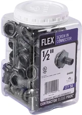 , 1/2 In. Flexible Metal Conduit (FMC) Screw-In Connectors , 04405B, 50 per Pack