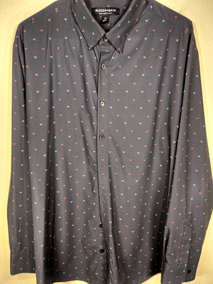 Mizzen+Main Lightweight Leeward Dress Shirt XL Trim Fit Gray Chevron Print Long