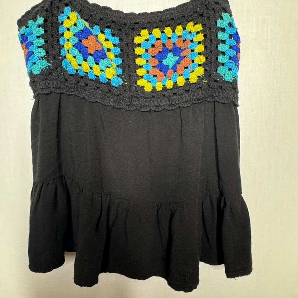 Granny Square Crochet Lace Babydoll Tank Top Boho Cottagecore Y2K Whimsigoth - Image 4 of 4