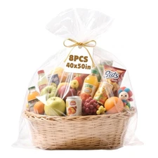 8 Pcs Large Cellophane Bags, 40 x 50 Inchs Cellophane Wrap for Gift Baskets, ...