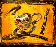 COFFEE   Modern Abstract  18x24 WALL DECOR  Painting  IMPRESSIONIST