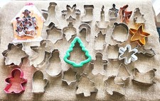 Lot Of 34 Christmas Cookie Cutters Metal 1.75" To 5"