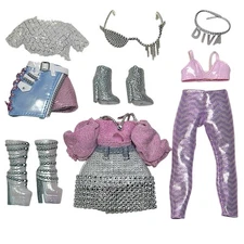 Lol Omg Candylicious Twist Queen Kitty K Doll Pink Silver Outfit Clothes Lot