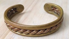 Vintage HEAVY Solid Brass  Copper Mens Cuff Bracelet Sausalito Craftworks CA