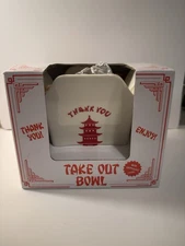 Chinese Take Out Ramen Noodle Bowl W Chopsticks Square Bowl Unique Style New