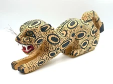 Mexican Folk Art Hand Carved Wooden Jaguar - (Oaxacan?) Unsigned 21 3/4" Long
