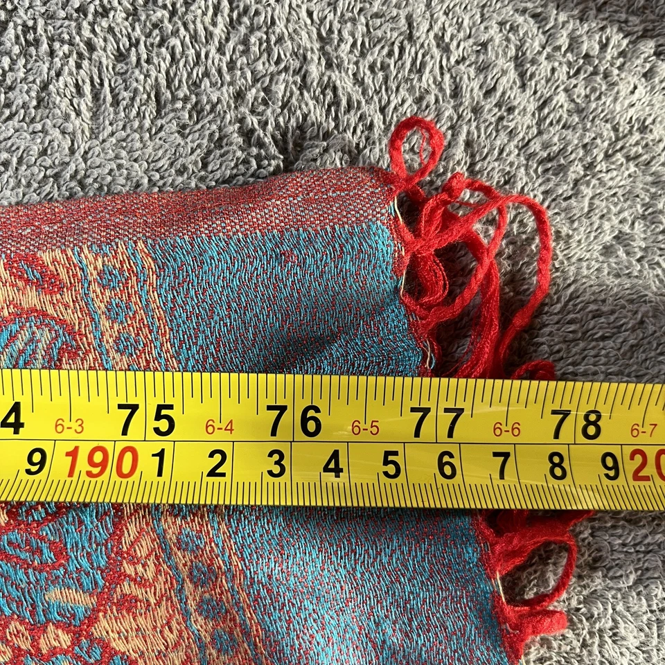 Paras 100% Cachemira Bufanda Paisley Pashmina Flecos Chal Envoltura 77x26 Boho Foto 4 de 4