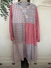 Costa Mani Size M 14/16 Bolette 100% Cotton Long Dress Long Sleeve Dress Pink