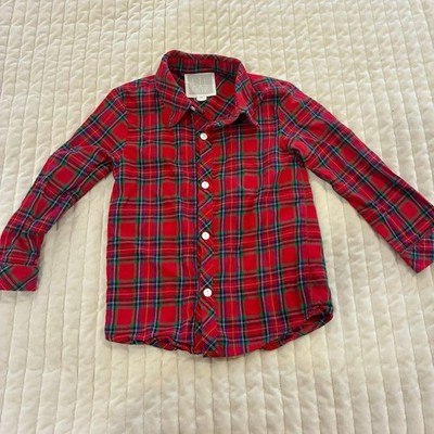Lil Cactus Boys Red Plaid Long Sleeve Button-Up Shirt 5T 100% Cotton Collared