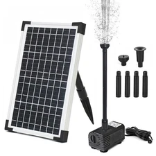 Solar Water Fountain Pump Kit 216 GPH Flow 13W Adjustable Dry-Run Protection ...