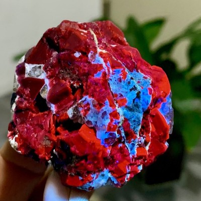 107G Natural black rose fluorescent cube fluorite specimen glow under UV light