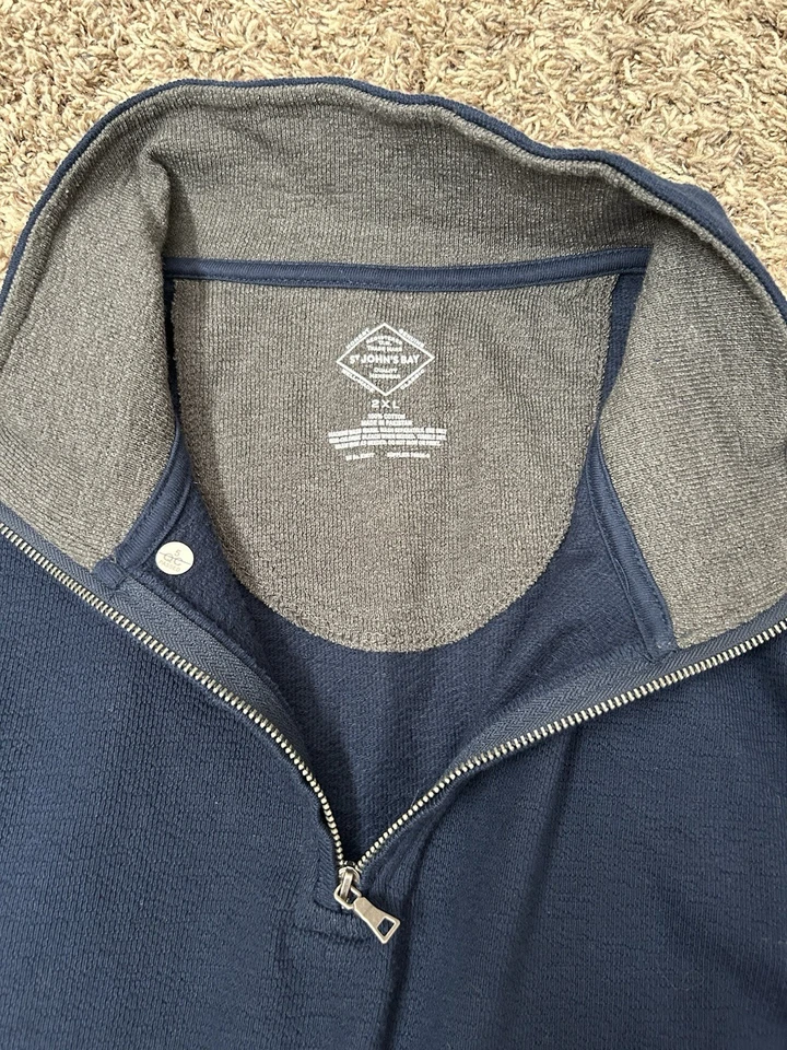 Nuevo con etiquetas St. John Bay azul marino polar 1/4 cremallera manga larga para hombre 2XL PRECIO DE VENTA SUGERIDO POR EL FABRICANTE $60 Foto 2 de 4