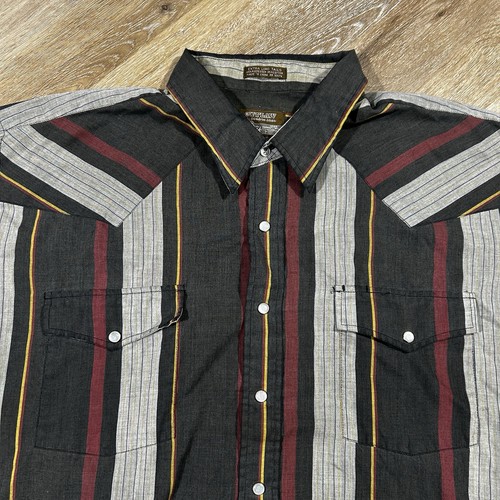 Camicia Vintage Outlaw Western Wear Pearl Snap Uomo 3XLT Coda Extra Lunga Righe - Foto 3 di 18
