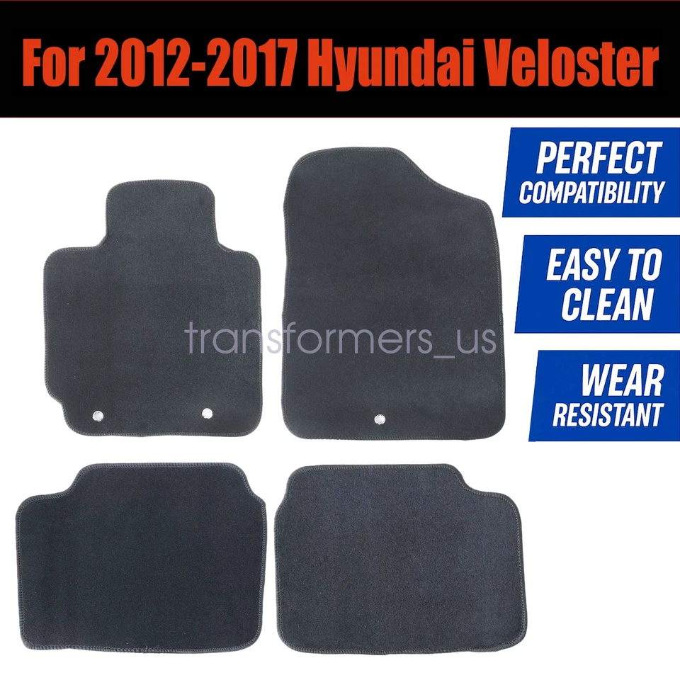 2012-2017 Fits Hyundai Veloster Front & Rear Velour Floor Mats Carpet Anti-Slip - Изображение 3 из 4