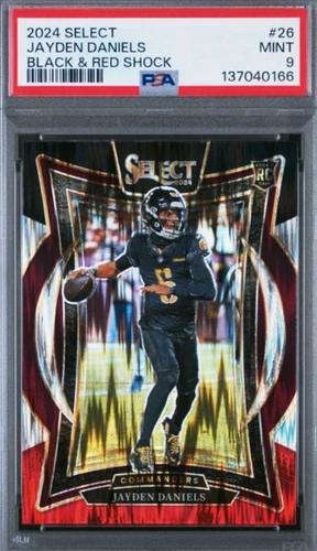 2024 PANINI SELECT BLACK & RED SHOCK #26 JAYDEN DANIELS - PSA 9 - RC