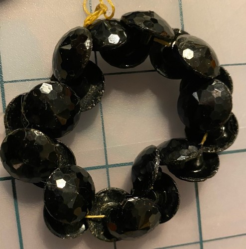 Vintage Lot 30 Black Glass Buttons-1 1/2"-1 1/8"-1/2"- 8 Clear Buttons (2)Flower - Picture 6 of 7