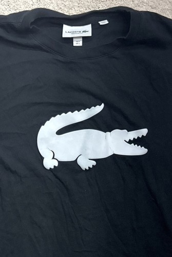Lacoste 3D Print Crocodile T-Shirt - Big Logo Black White Gator Men’s LG
