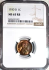NGC MS-63 RB 1930-D Lincoln Cent, Richly Hued w/ Obverse Green & Reverse Purple