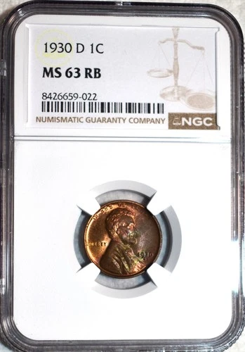 NGC MS-63 RB 1930-D Lincoln Cent, Richly Hued w/ Obverse Green & Reverse Purple