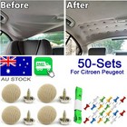 50Set Beige Grid Roof Collapse Repair Rivet Ceiling Sticker For Citroen Peugeot