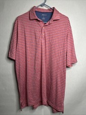 Johnnie O Mens XL Pink Blue Striped Performance Stretch Golf Polo Short Sleeve