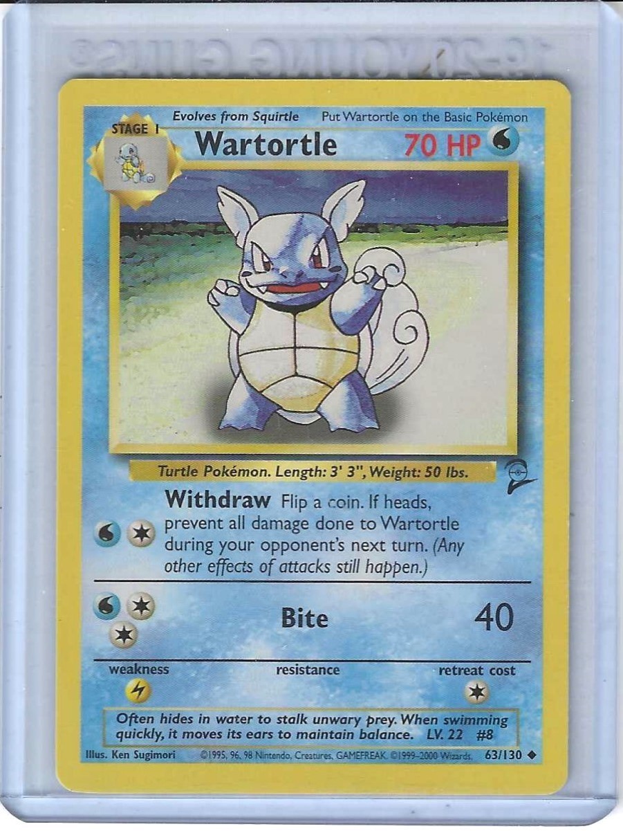 POKEMON BASE SET 2 WARTORTLE UNCOMMON UNLIMITED CARD # 63/130 UNPLAYED