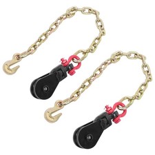 2 X 2Ton 3" Snatch Block w/2' Tow Chain Anchor Wrecker Flatbed Truck Car Carrier