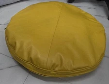 Lambskin LEATHER Cushion Cover, ROUND Pillow Cover YELLOW, Throw Cover Decorativ