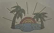 Original Vintage Cute Rainbow Palm Trees Mini Iron On Transfer