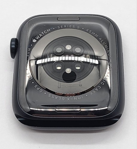 Apple Watch Series 9 45mm WiFi and Cellular Aluminum Case with Black Sport Band - Photo 10 sur 12