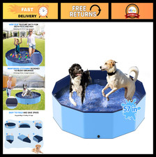 57" Foldable Dog Bath Pool - Heavy Duty Non-Slip Wading Pool for Small to Large