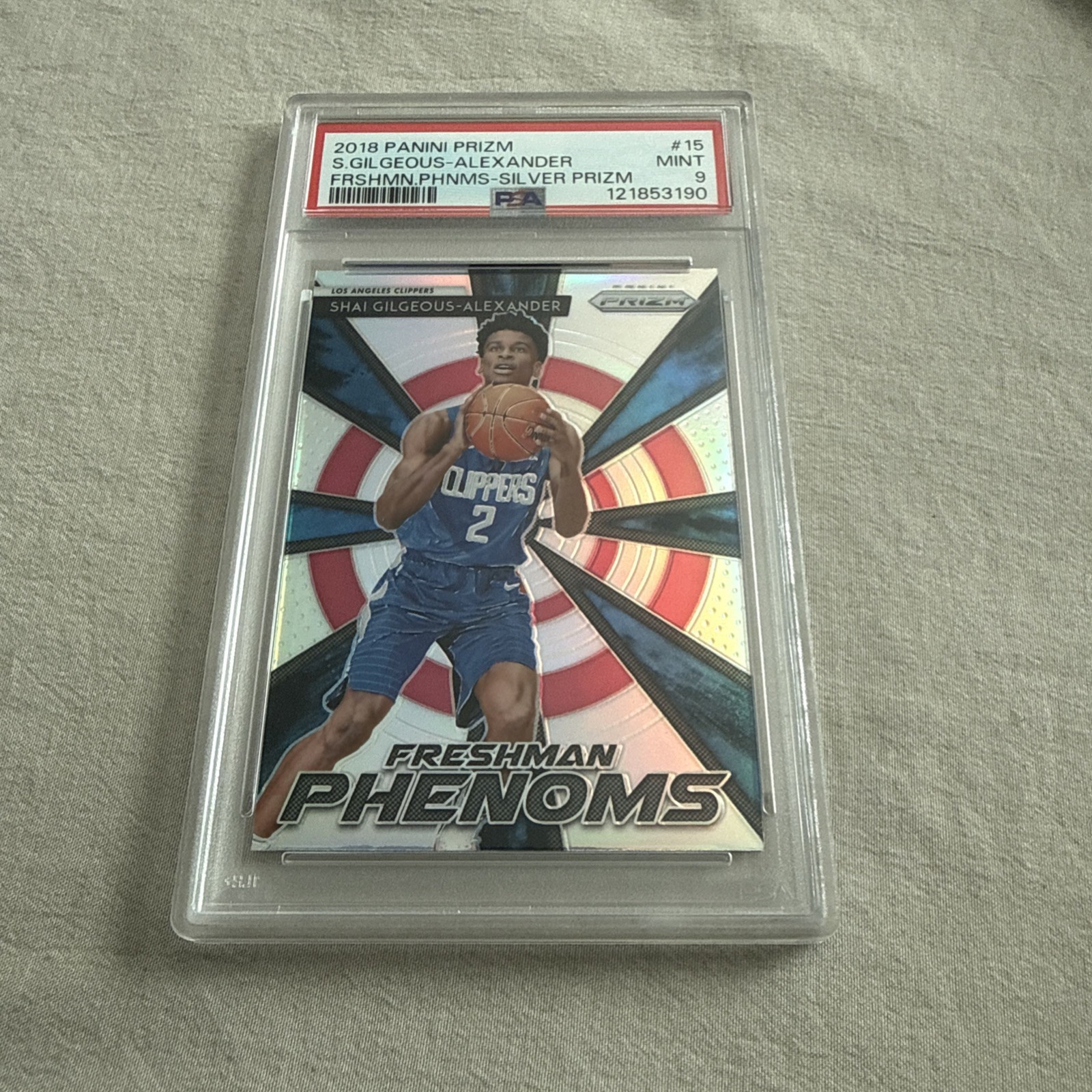 2018 Panini Prizm Shai Gilgeous Alexander Freshman Phenoms Silver Prizm RC PSA 9