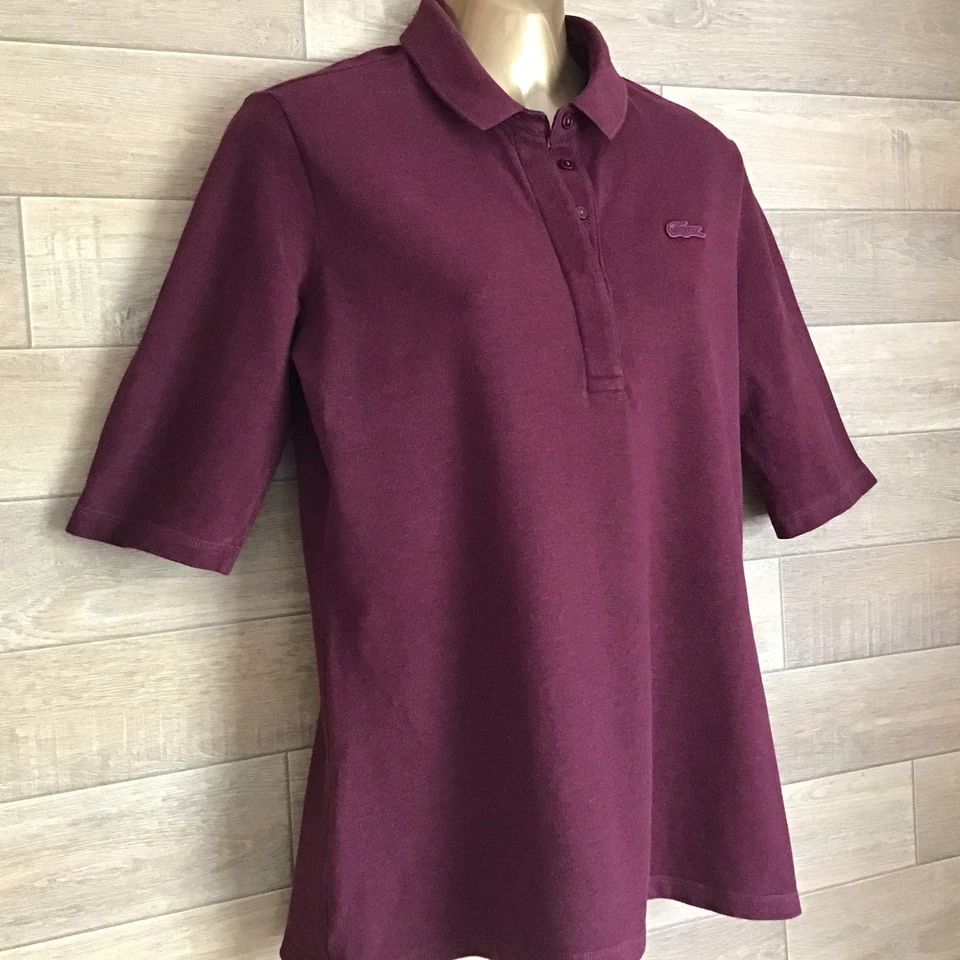 Lacoste Womens Vintage Slim Fit Maroon Polo Shirt Size 44 / XL F70204 Golf Sport - Image 3 of 4
