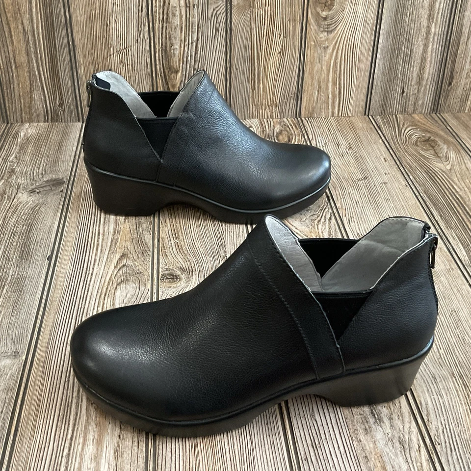 Alegria Mujer Nat - 161 Cool Cuero Negro Bota de Cuña al Tobillo Talla 40 EU 9-9.5 EE. UU. Foto 3 de 4