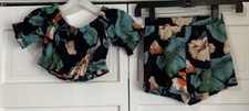 SHEIN Youth Girls Floral Cropped Shirt and Shorts Outfit Set Size 7 - SHIPS FREE